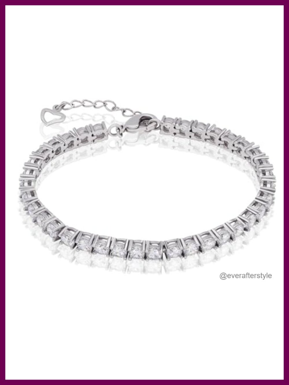 10.8 CT Cubic Zirconia Tennis Bracelet 4mm 18k White Gold Plated 8.5 in